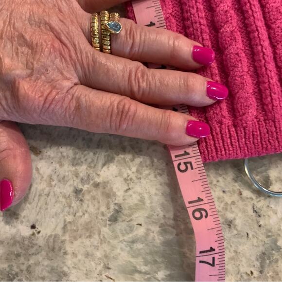 Anne Klein pink cropped sweater button down front cowl collar size M - Picture 10 of 11